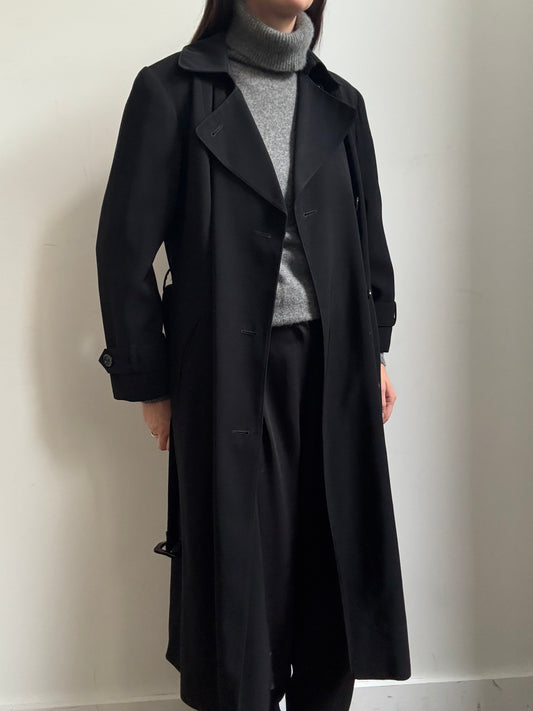 Vintage Petite Black Woman's Trench Coat Size Small