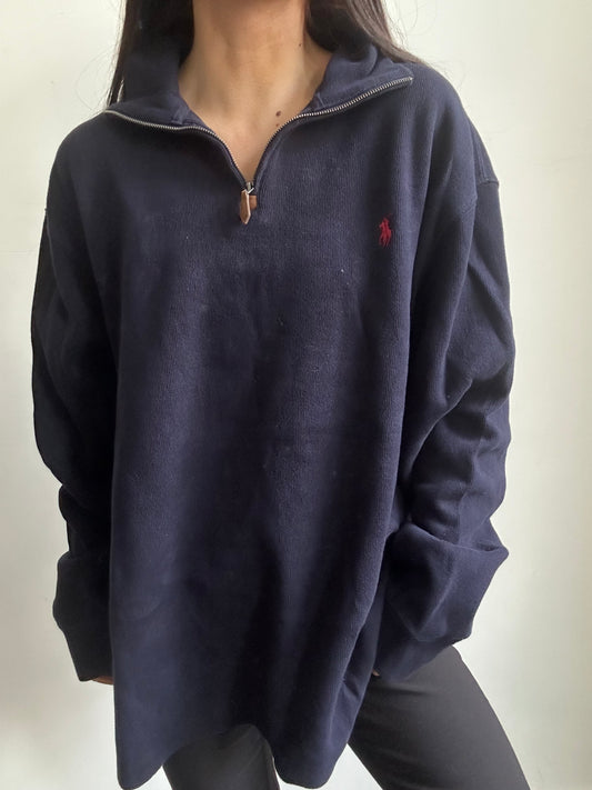 Vintage Polo Ralph Lauren Navy Blue Quarter Zip Size XXL