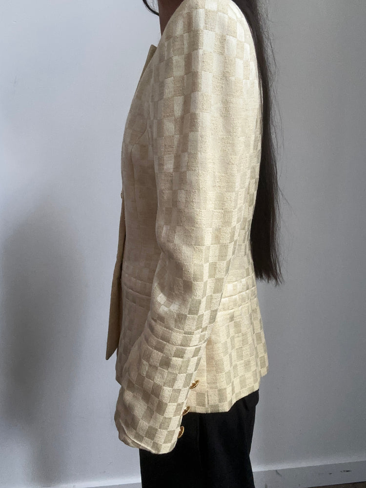 Vintage Yellow Check Blazer Size Small
