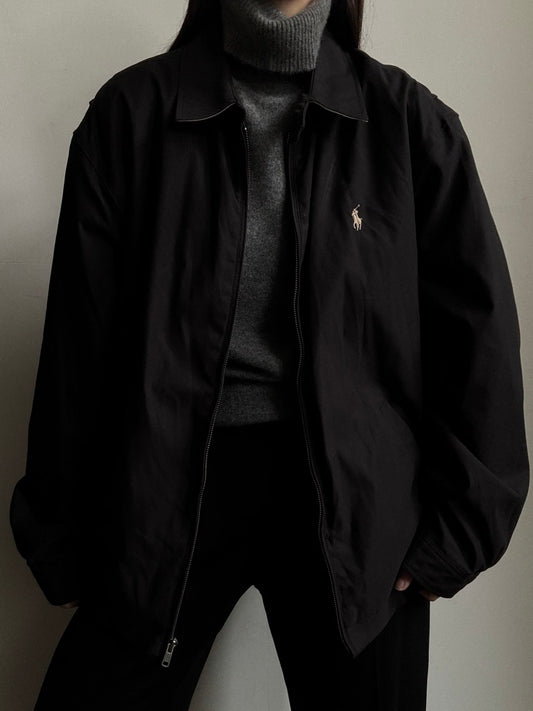Vintage Polo Ralph Lauren Black Bomber Jacket Size Extra Large