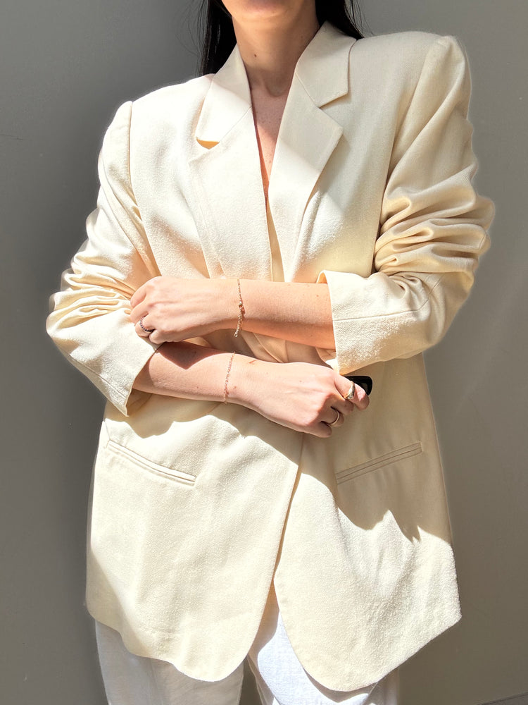 Vintage Ivory Wool Blazer Size 14