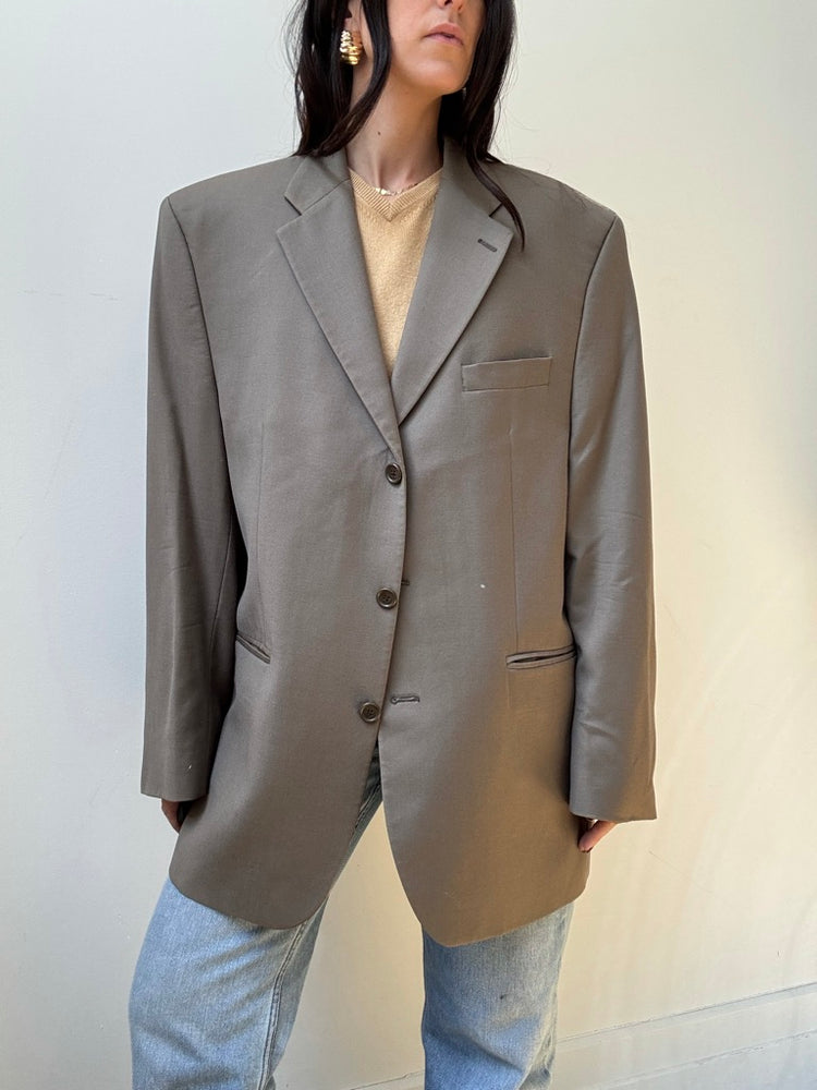 Vintage Men's Beige Wool Cashmere Blazer Size M