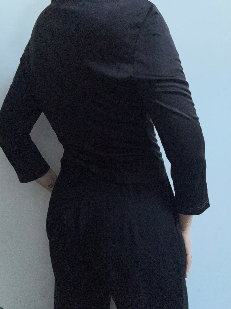 Vintage Black D&G Fitted Satin Blouse Size Small