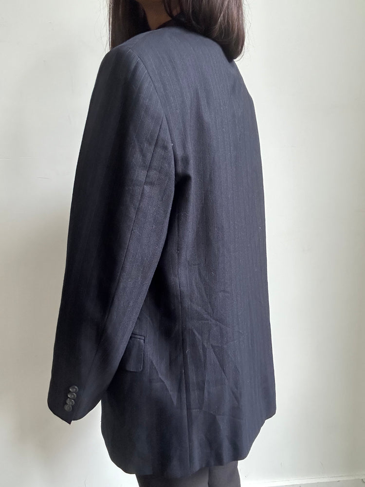 Vintage Ralph Lauren Navy Blue Striped Blazer Size Large