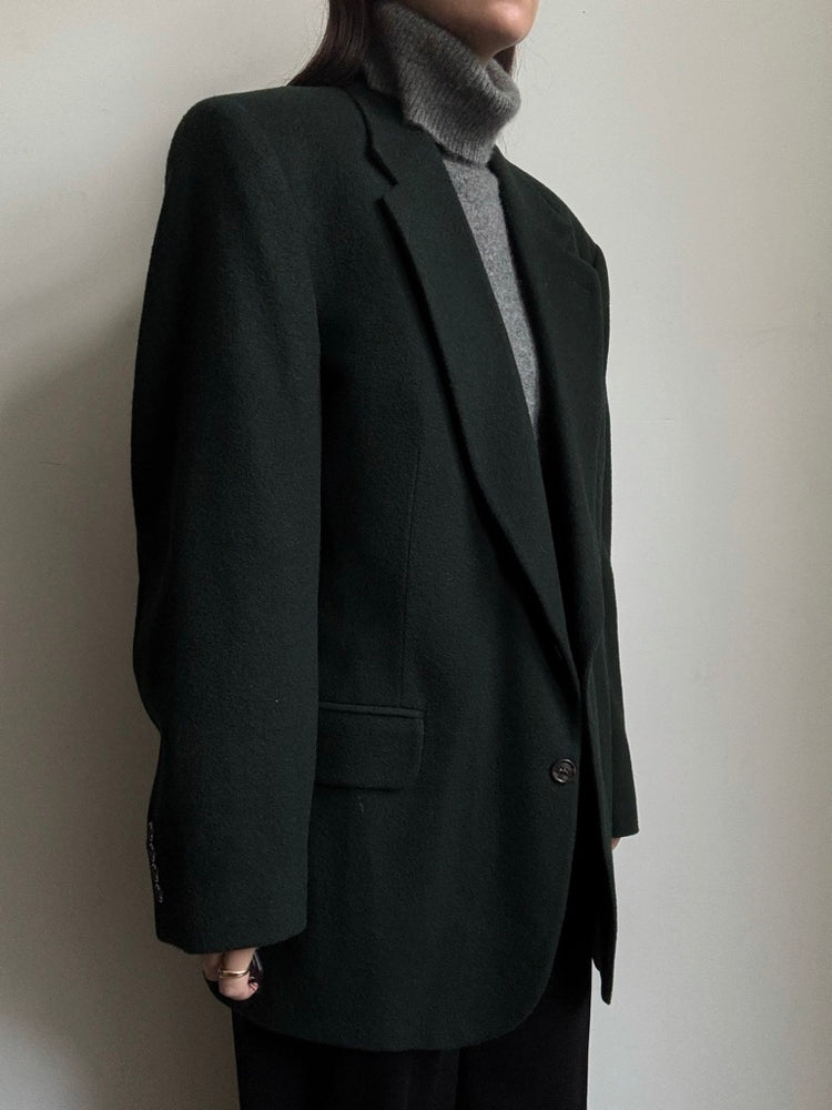 Vintage Camel Hair Dark Green Blazer Size Large
