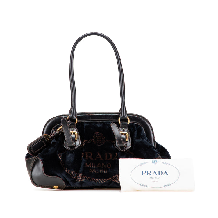 Prada Velvet Logo Frame Shoulder Bag
