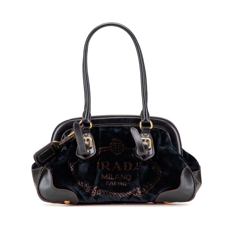 Prada Velvet Logo Frame Shoulder Bag