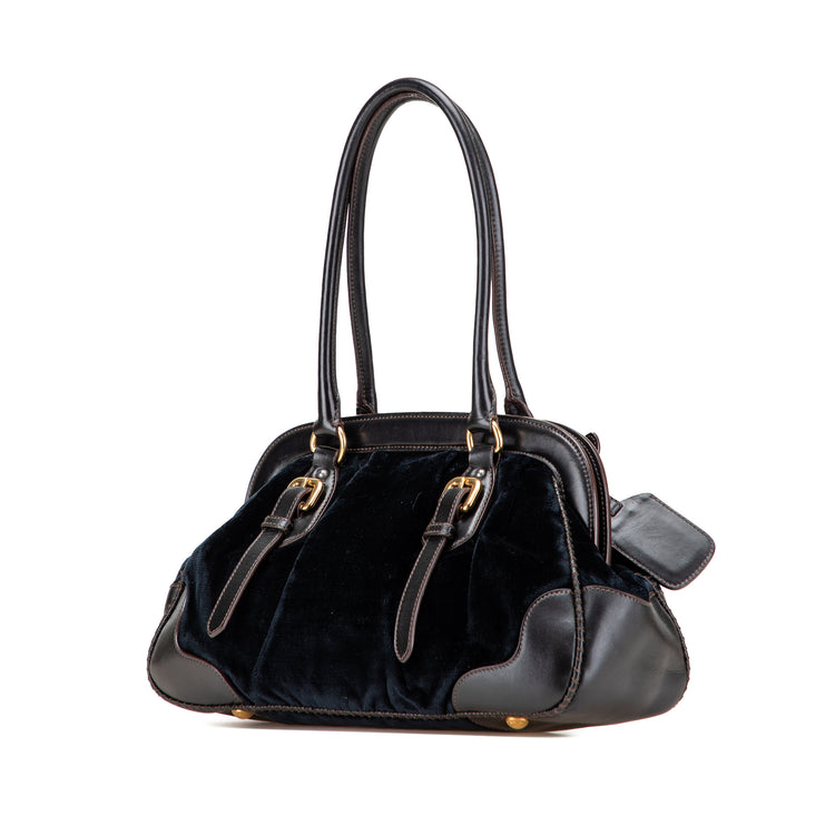 Prada Velvet Logo Frame Shoulder Bag