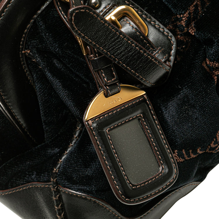 Prada Velvet Logo Frame Shoulder Bag