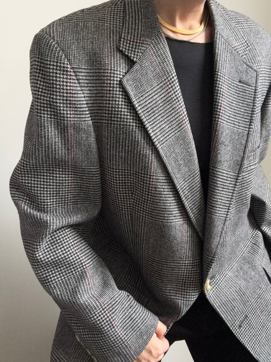 Vintage Houndstooth and Plaid Blazer Size Large