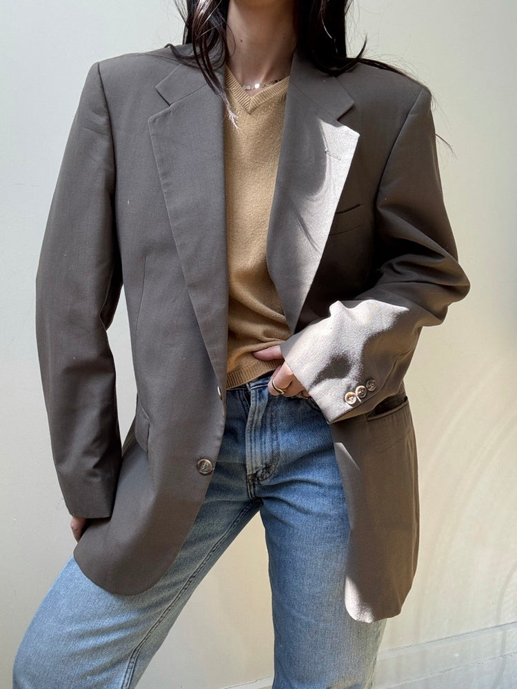 Vintage Men's Beige Wool Cashmere Blazer Size M