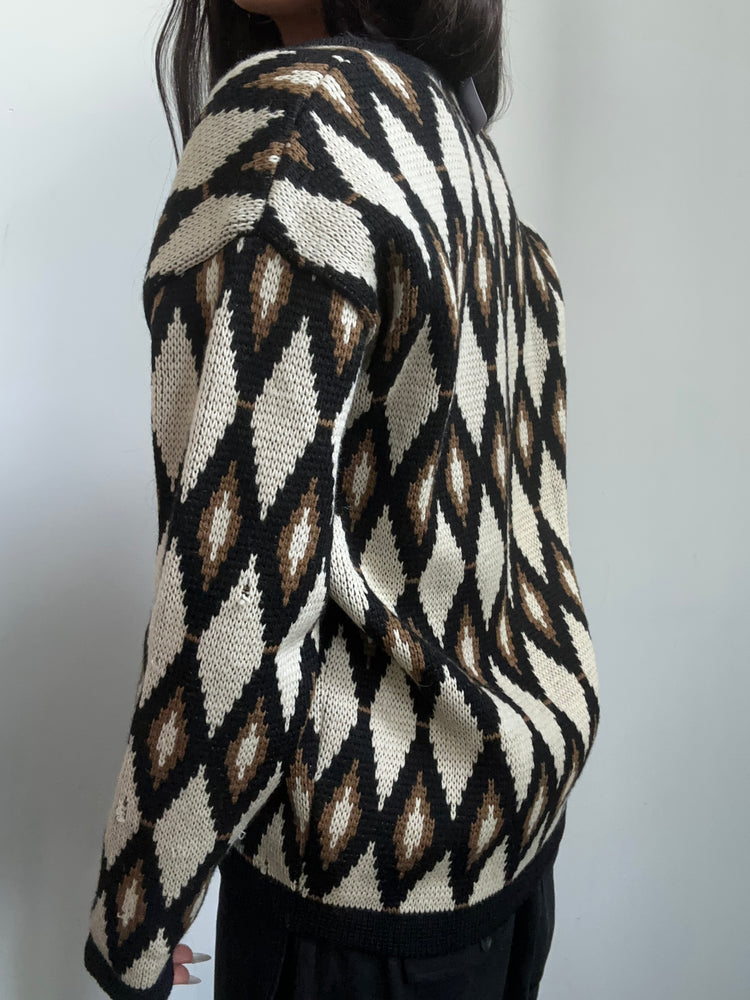 Vintage Knit Argyle Sweater Size Small