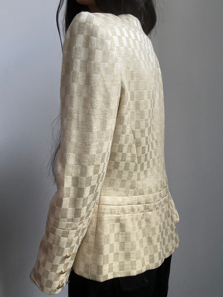 Vintage Yellow Check Blazer Size Small