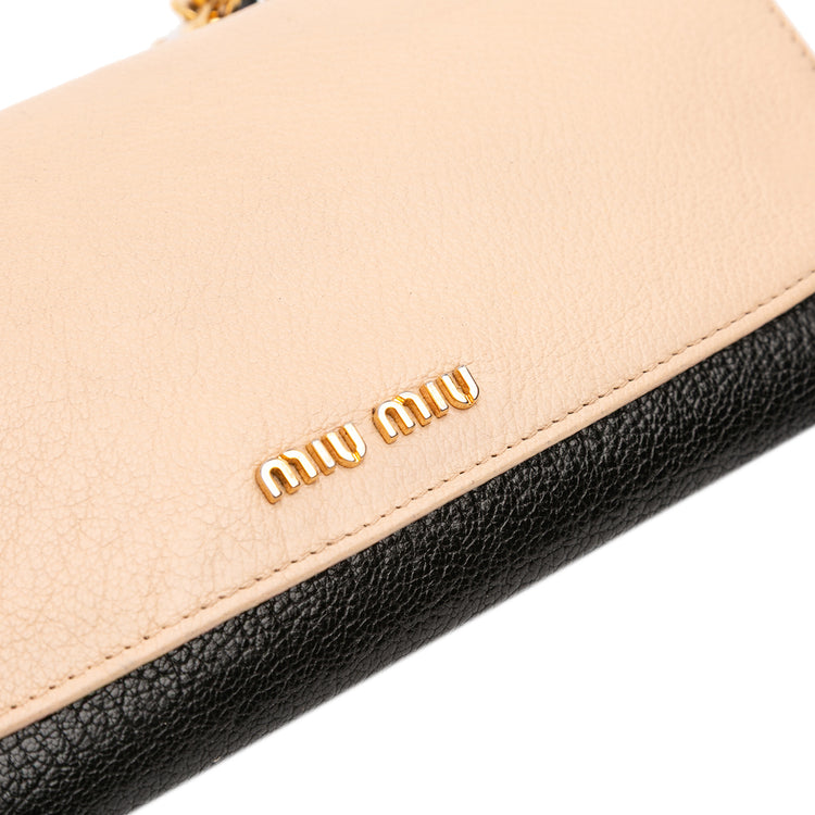 Miu Miu Bicolor Leather Wallet On Chain