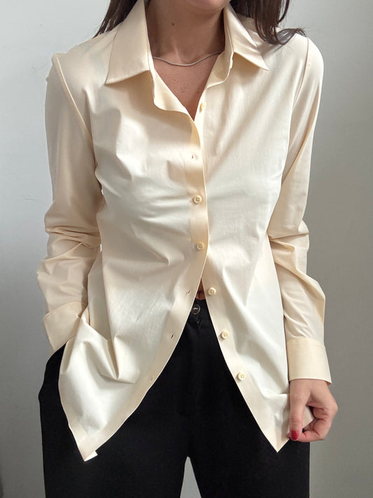 Vintage Cream Button Up Blouse Size Medium