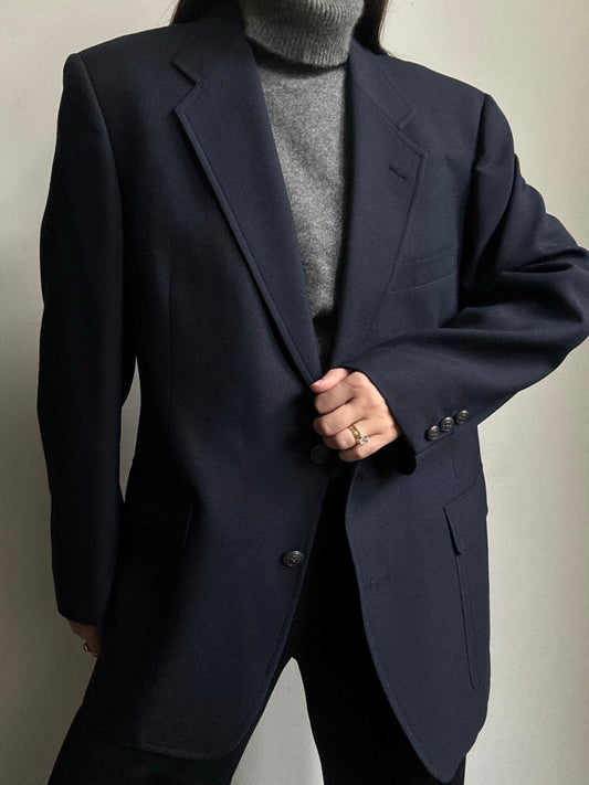 Vintage Navy Structured Mens Blazer Size Large