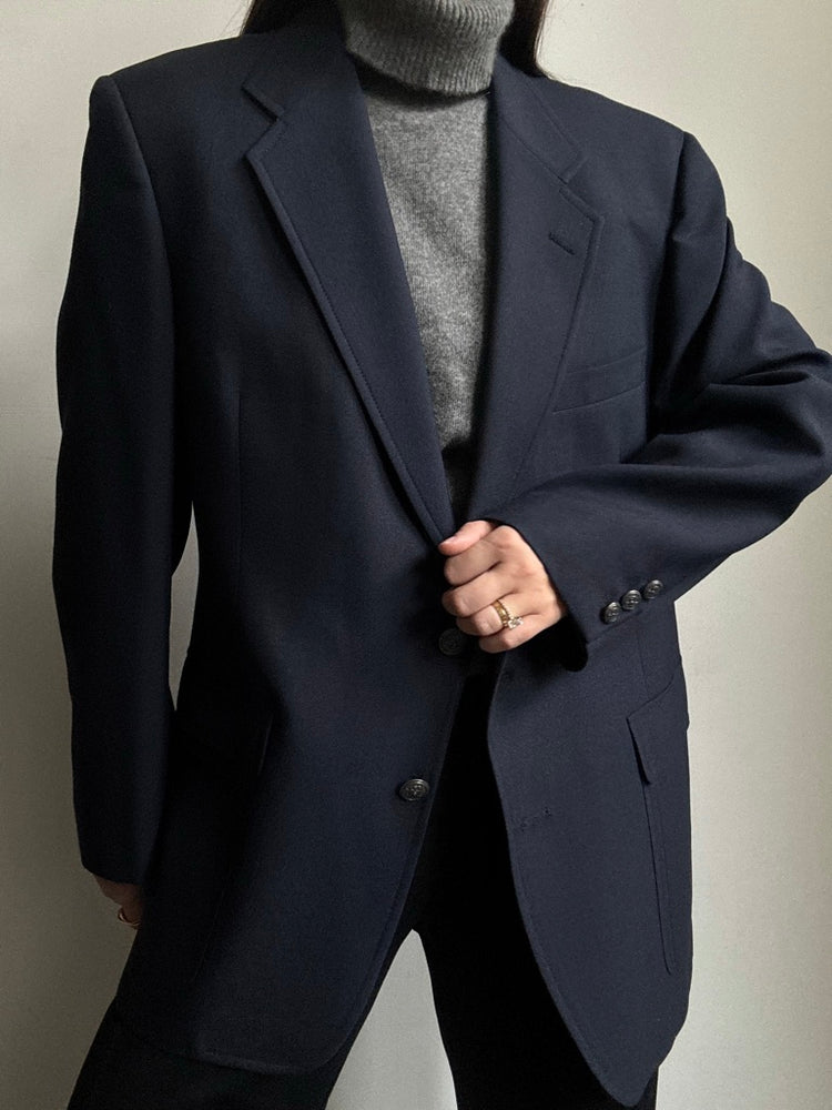 Vintage Navy Structured Mens Blazer Size Large