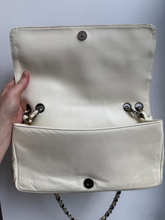 Chanel 2006 Black + White Lambskin Chocolate Bar Chain Flap Bag