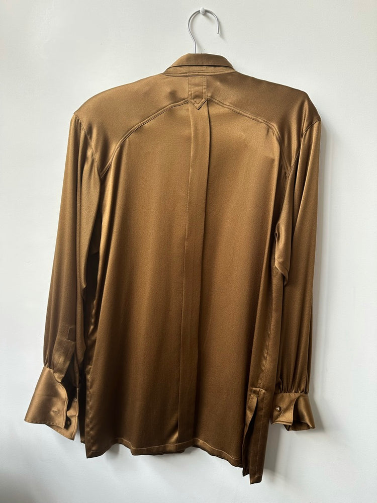 Vintage Brown Silk Escada Blouse Size Small