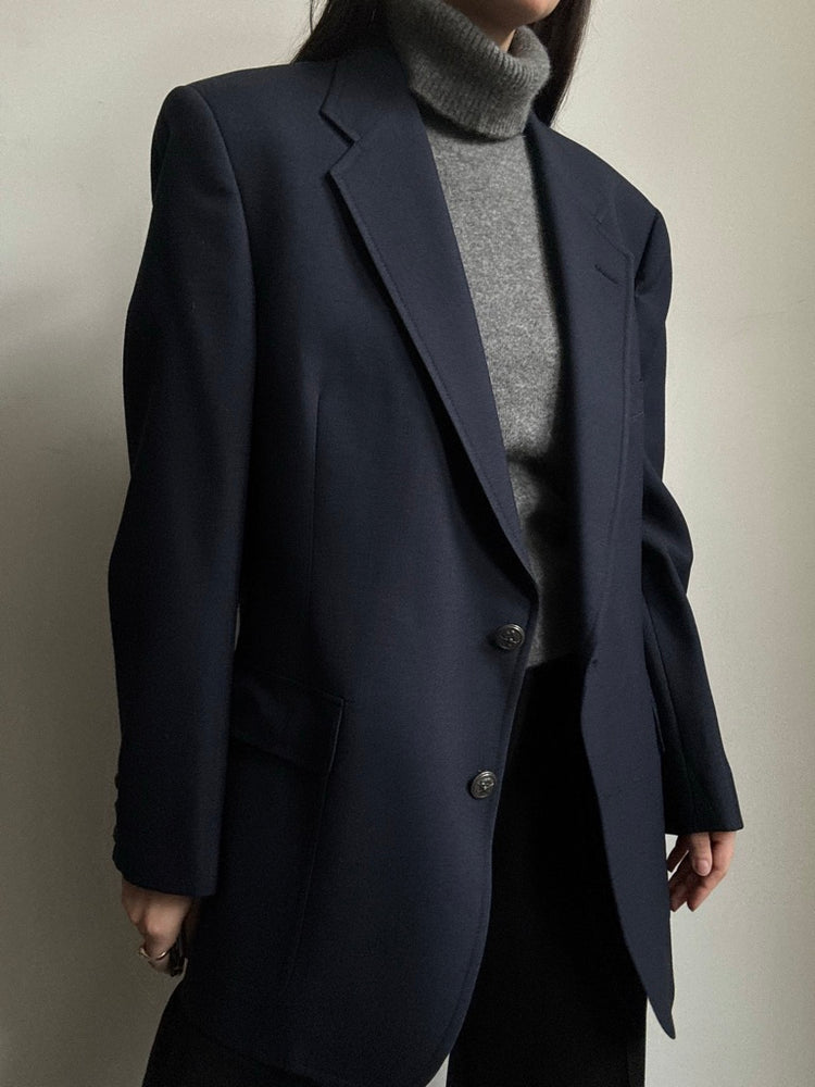 Vintage Navy Structured Mens Blazer Size Large