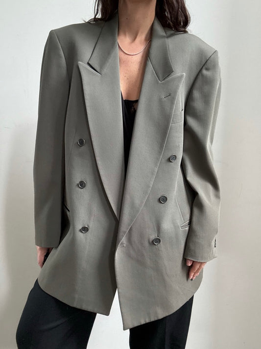 Vintage Pierre Cardin Gray Double-Breasted Blazer Size XL