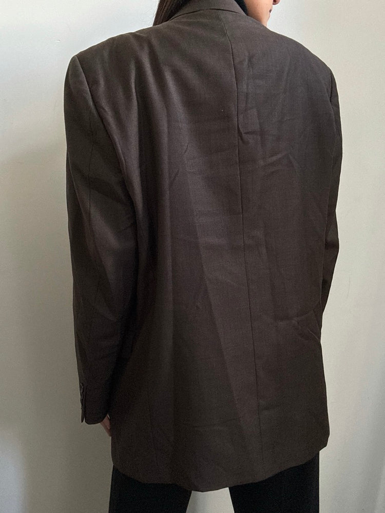 Vintage Italian Chocolate Brown Wool Blazer Size Large