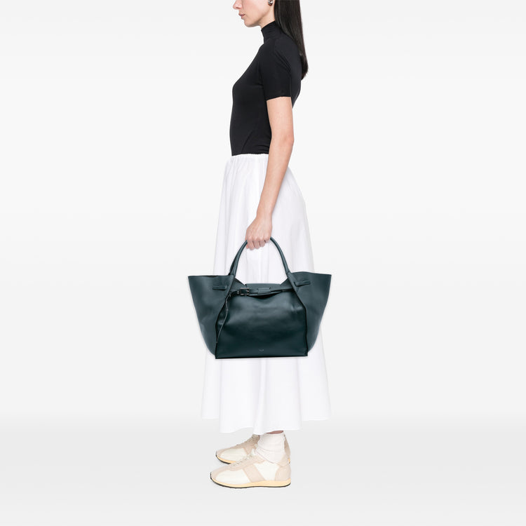 Celine Dark Green Medium Supple Grained Calfskin Tote