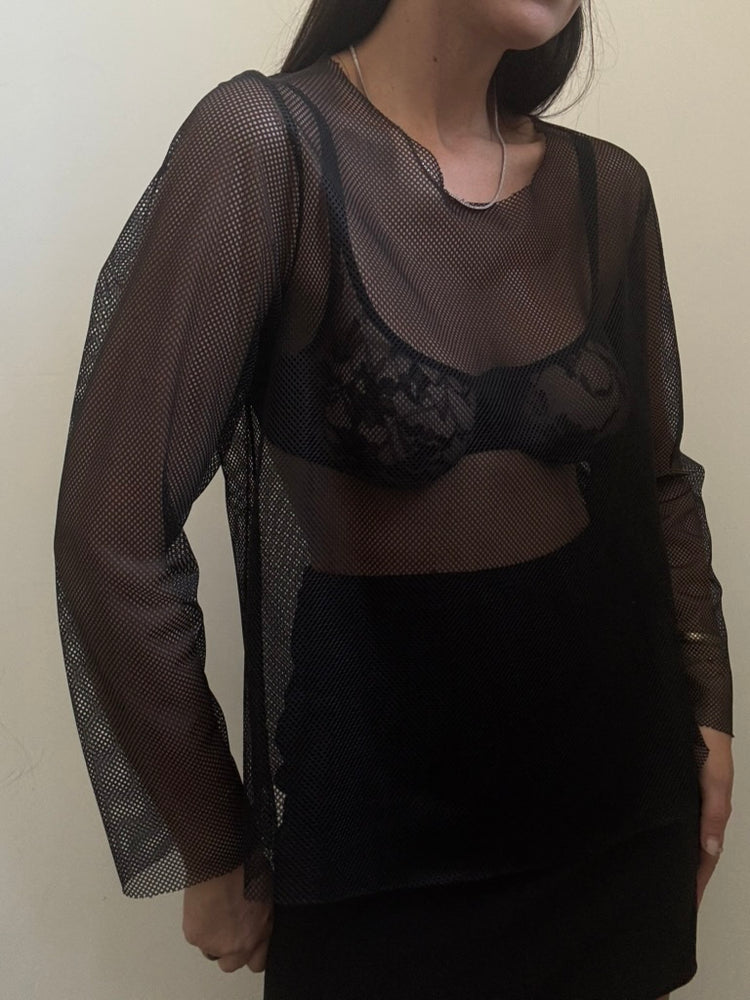 Vintage Black Knit Mesh Coverup Size Medium