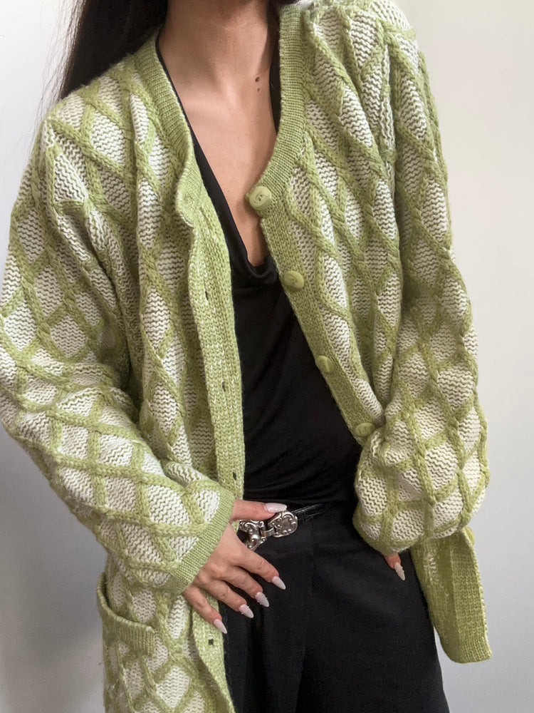 Vintage Irish Green and White Sweater Size Large