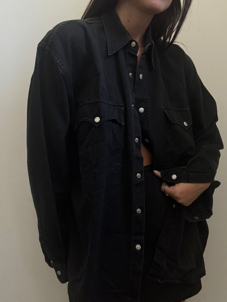 Vintage Black Western Style Button-Up Size Large