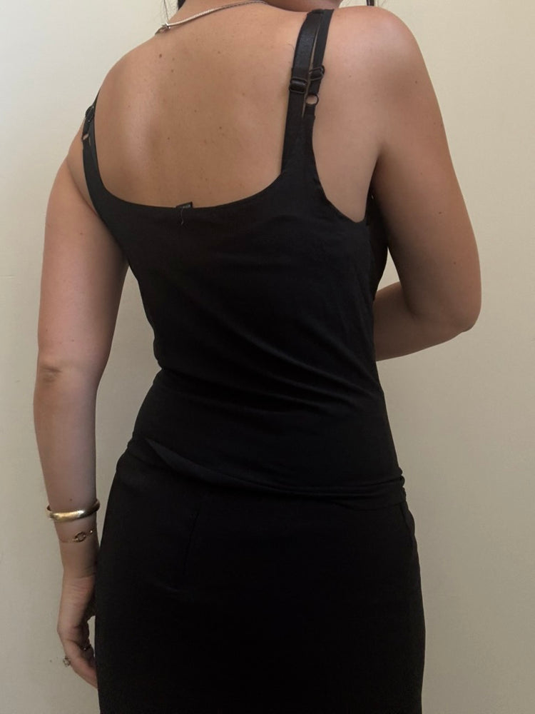 Vintage Silk Black Tank Size M
