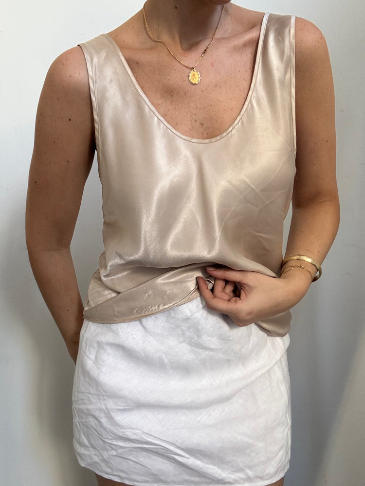 Vintage Beige Shimmer Blouse Size Medium