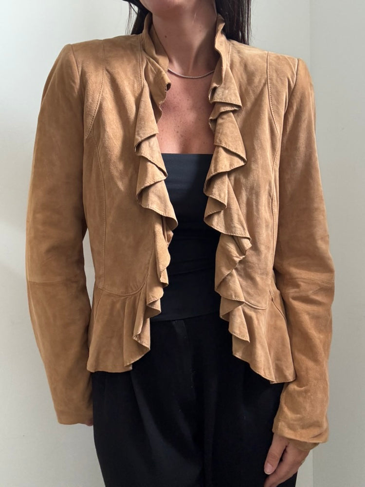 Vintage Suede Ruffle Jacket Size M