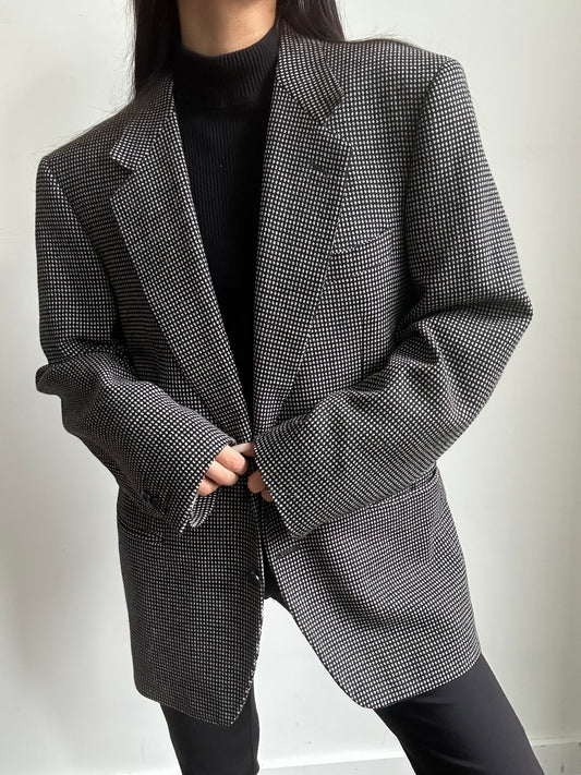 Vintage Italian Black + White Dot Blazer Size Large
