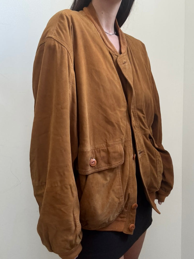 Vintage Brown Italian Suede Bomber Size Medium