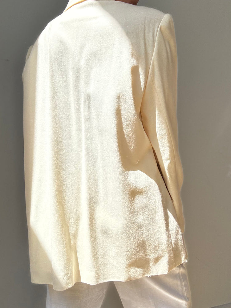 Vintage Ivory Wool Blazer Size 14