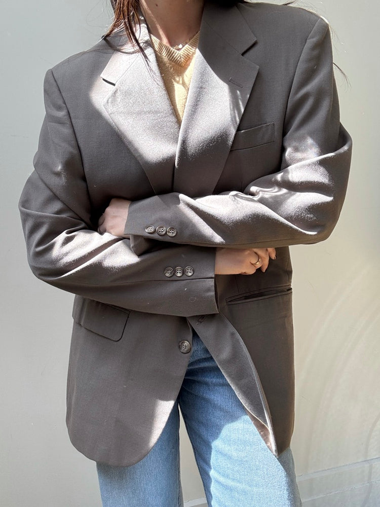 Vintage Men's Beige Wool Cashmere Blazer Size M