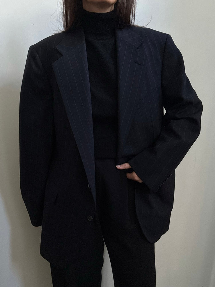 Vintage Ralph Lauren Navy Pinstripe Blazer Size Medium