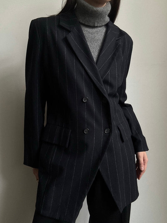 Vintage Black + White French Striped Blazer Size Medium