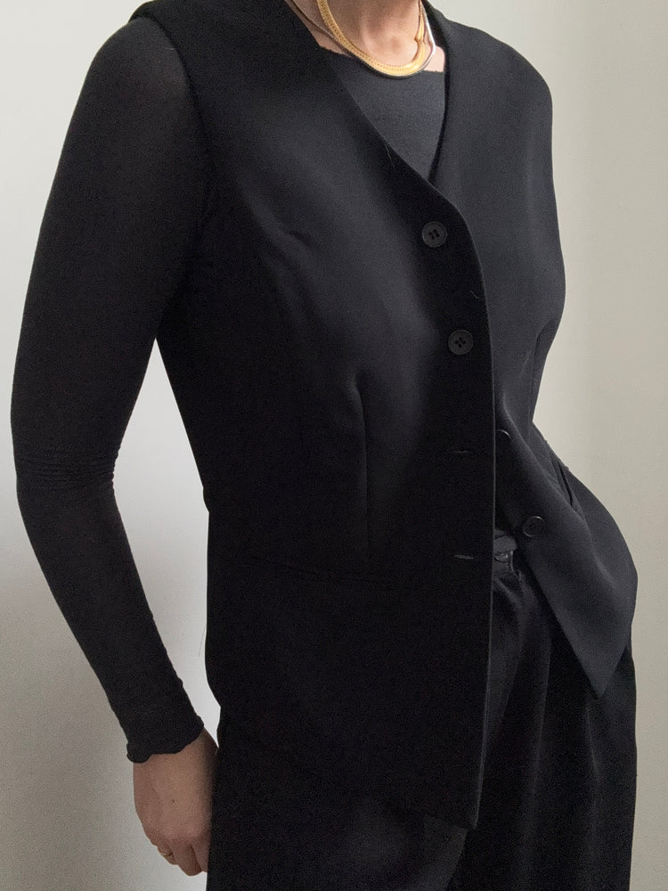 Vintage Black Waist Coat and Coat Set Size Large