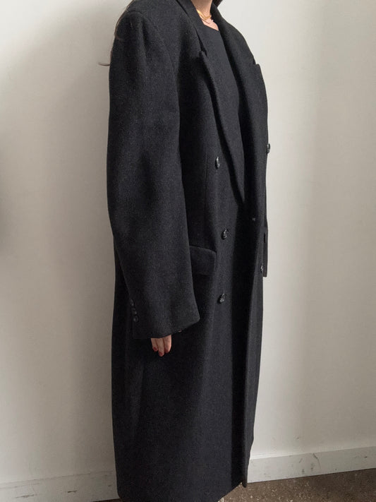 Vintage Christian Dior Deep Gray Wool Coat Size Large