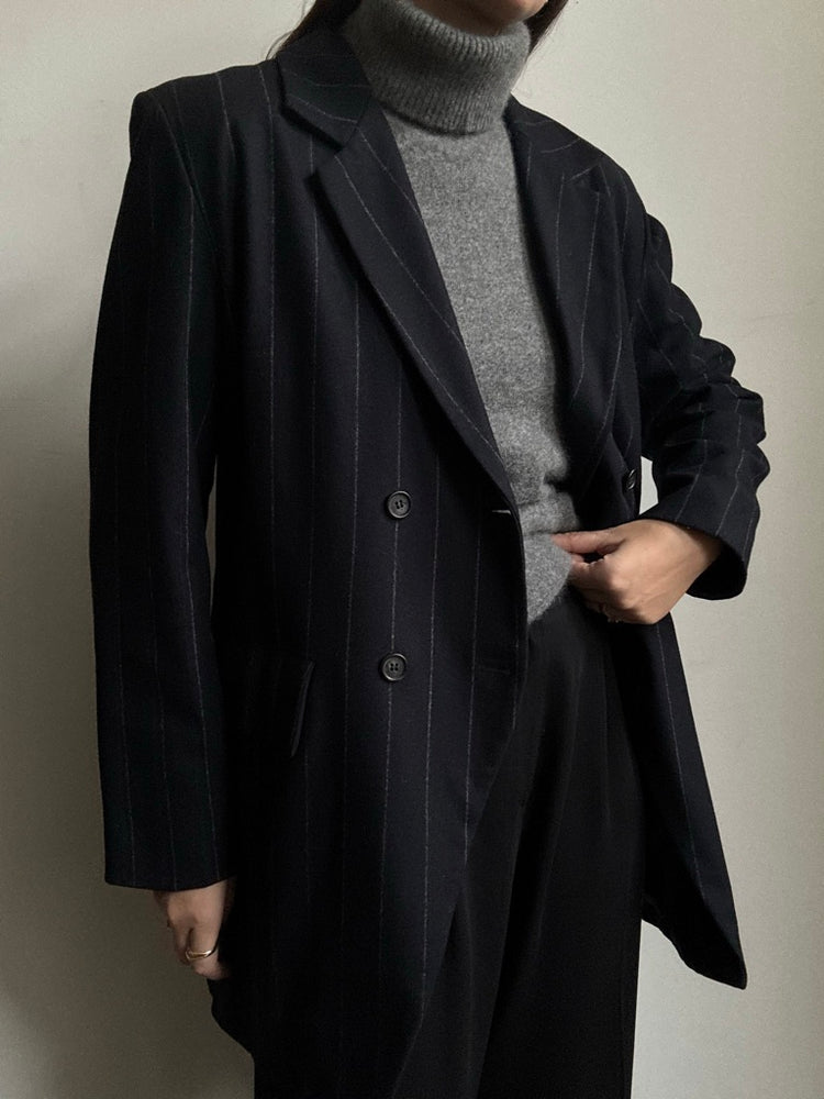 Vintage Black + White French Striped Blazer Size Medium