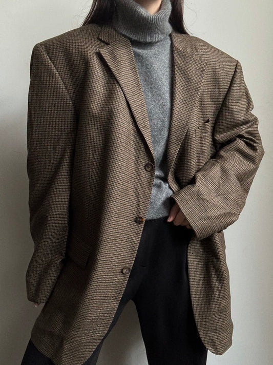 Vintage Ralph Lauren Chaps Houndstooth Blazer Size Large