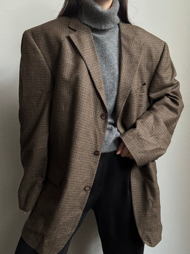 Vintage Ralph Lauren Chaps Houndstooth Blazer Size Large