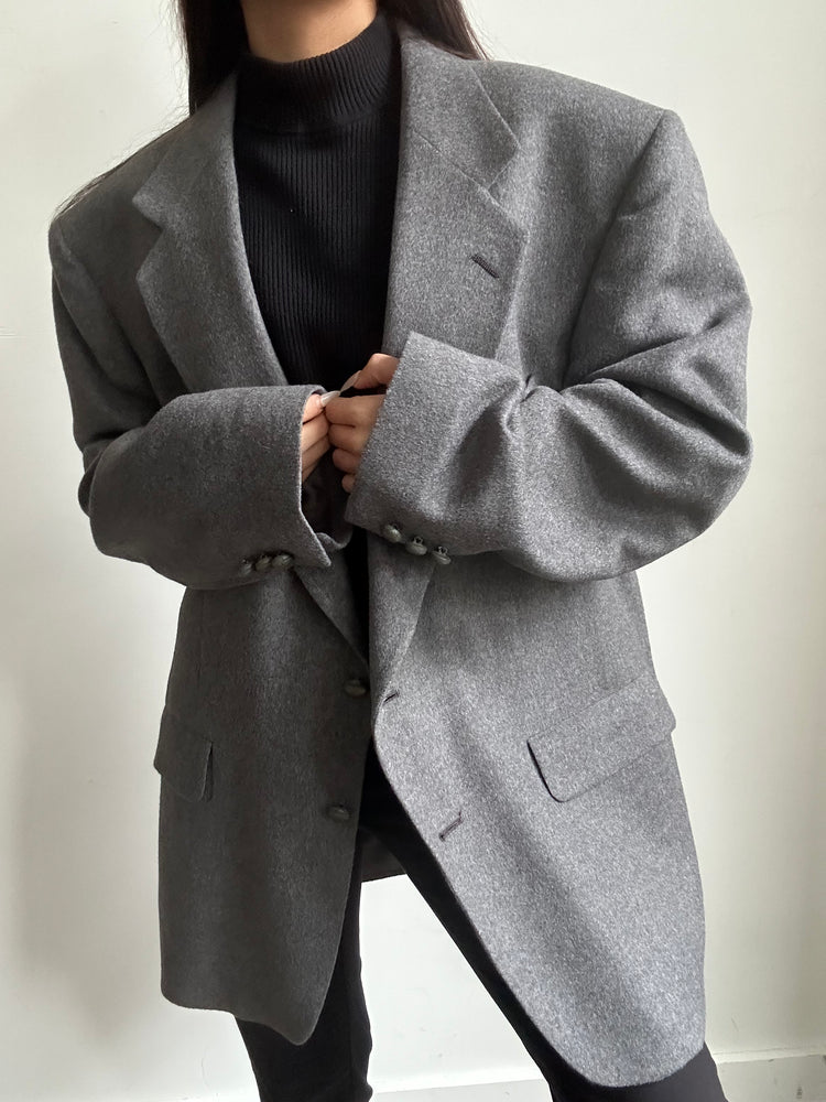 Vintage Dark Grey Pure Camel Hair Blazer Size Large