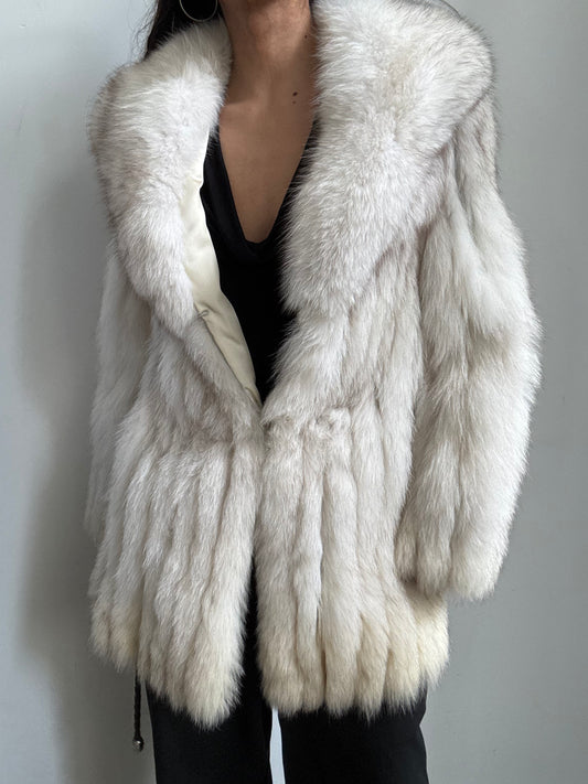 Vintage Silver Fox Fur Coat Size XS