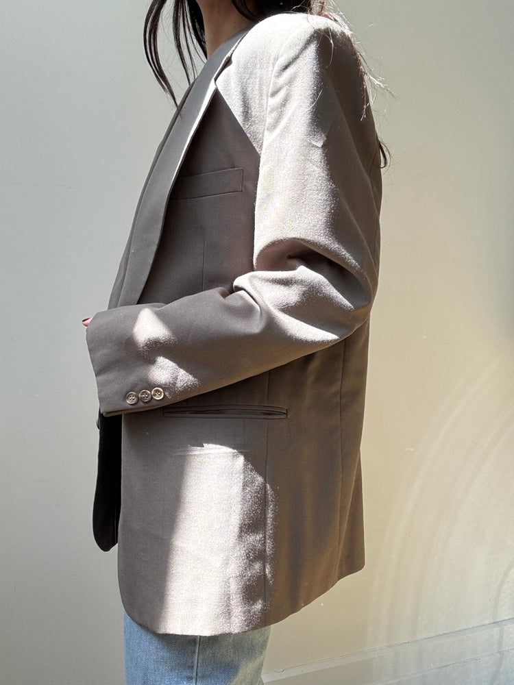 Vintage Men's Beige Wool Cashmere Blazer Size M