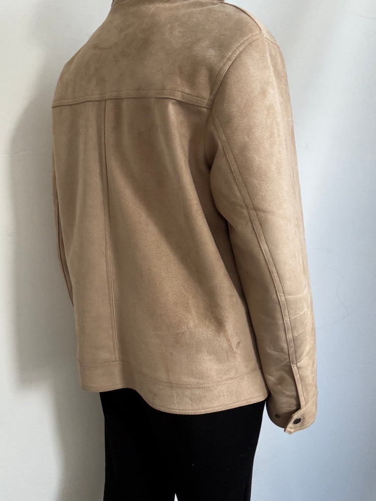 Vintage Faux Tan Suede Bomber Jacket Size Medium