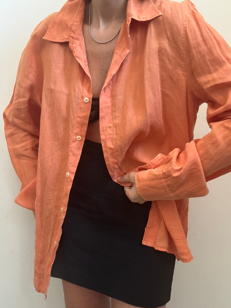 Orange Bamboo Button Down Top Size XL