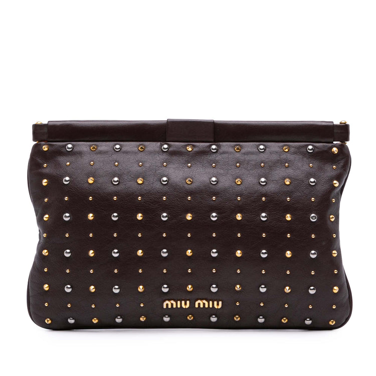 Miu Miu Leather Studded Frame Clutch